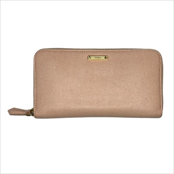 Fendi Zip Around Leather Wallet in Dusty Rose Beige and Gold Tone - Picture 11 of 14